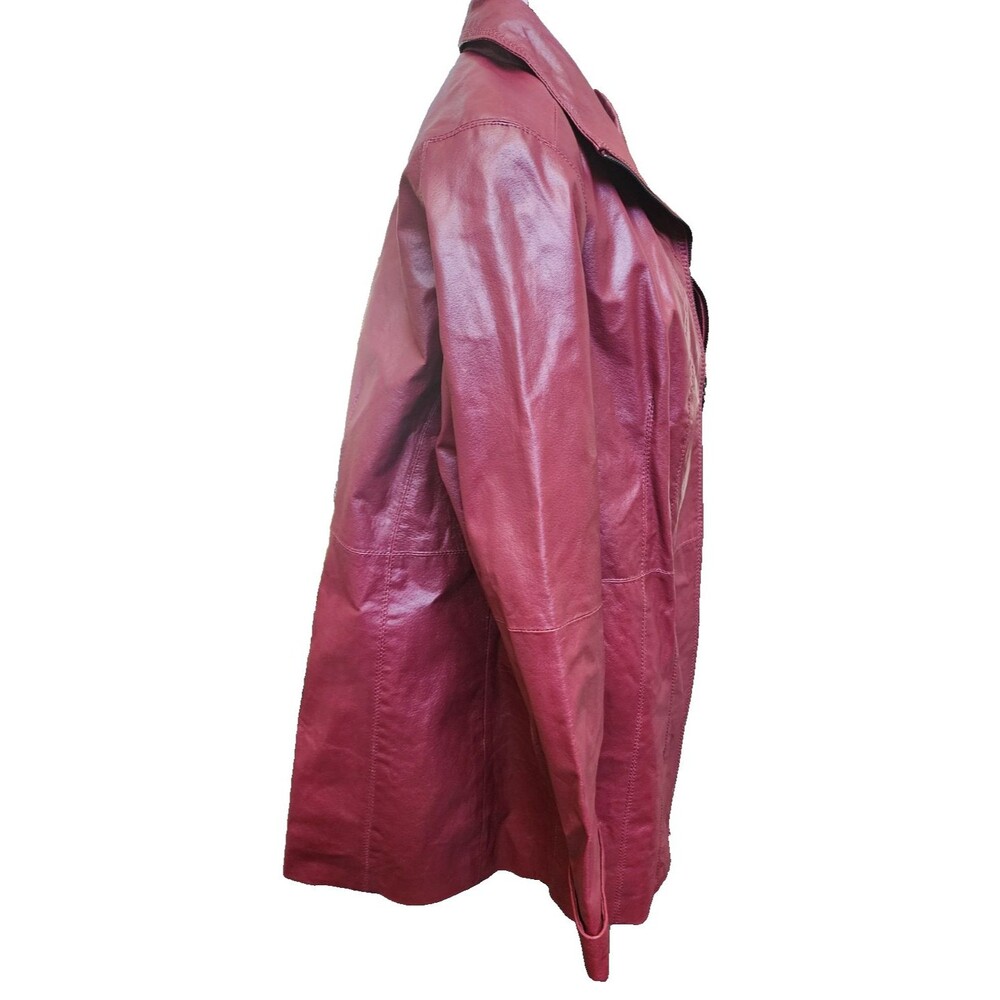 Roaman's Womens Plus Size 18 Red Leather Jacket - Picture 3 of 8